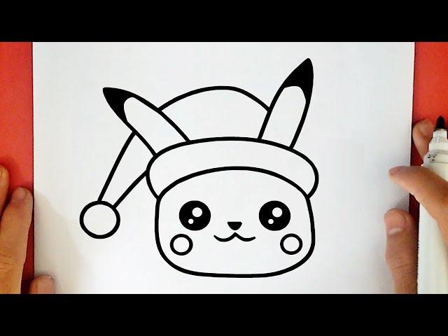 HOW TO DRAW CUTE CHRISTMAS PIKACHU