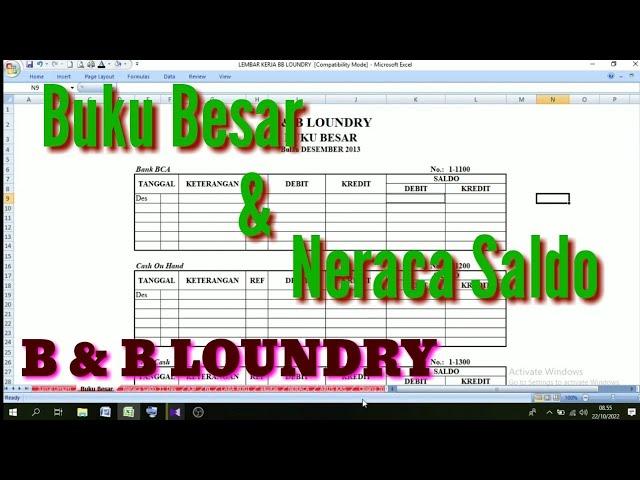 Akuntansi Perusahaan Jasa || Buku Besar & Neraca Saldo || B & B Loundry || Part. 2