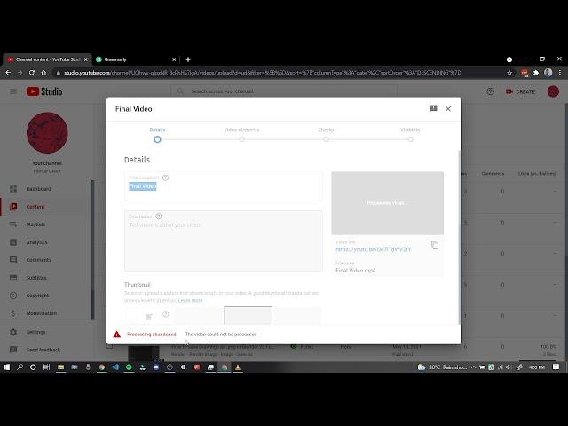 Processing Abandoned Issue | YouTube Video Upload