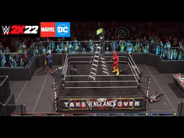 TLC Tag Match – Team DC Comics vs Team Marvel Comics Batman Flash Superman vs Captain America & more