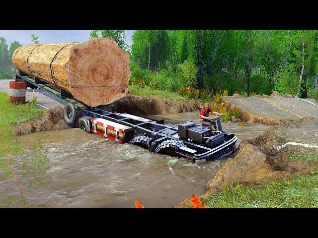 Amazing Heavy Load Truck Showdown Against Treacherous Water - Spintires Mudrunner 2018