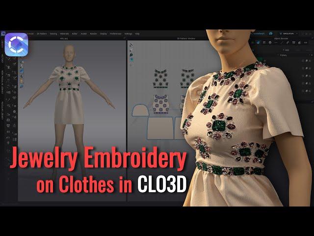 How to Make Jewelry Embroidery Dress in CLO3D