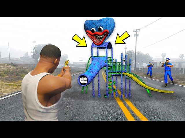 ХАГГИ ВАГГИ ГОРКА ПОЖИРАТЕЛЬ в ГТА 5 МОДЫ! HUGGY WUGGY EXTRA SLIDE ОБЗОР МОДА в GTA 5 ВИДЕО