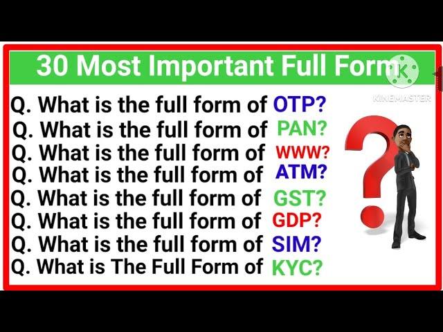 30 Most Important Full Form|| Full Forms for Competitive Exam || Abbreviations||