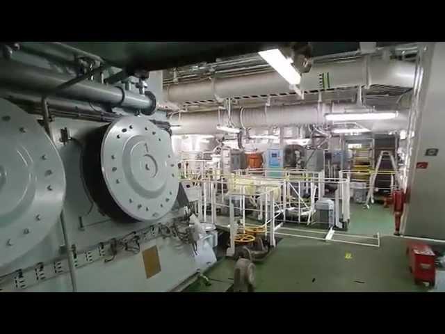 Container ship engine room