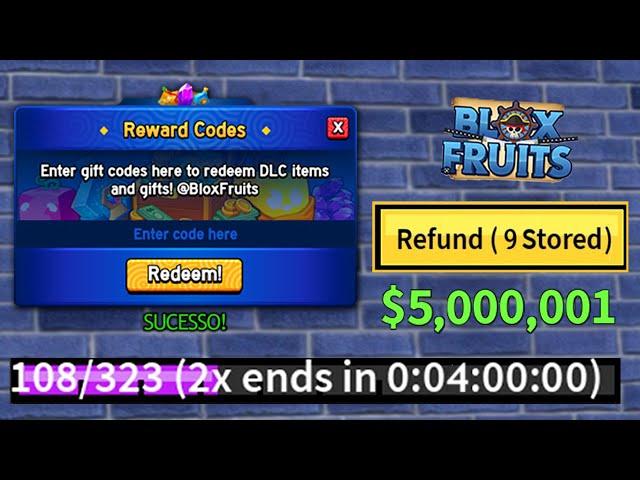 NOVO CÓDIGO +27 CÓDIGOS DE 2X XP BELI E RESET NO BLOX FRUITS 2024 - blox fruit codes