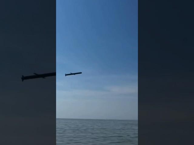 Russian cruise missiles flying at an extremely low altitude over the Caspian Sea on July 8.