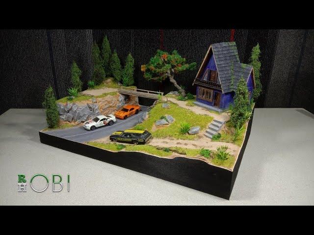 How to make a house on the mountain scenery | Diorama 1/64