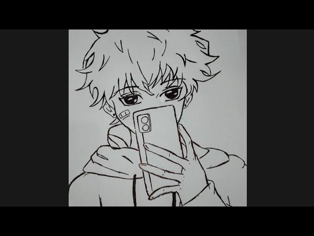 How I Draw Anime Boy holding cellphone | #Anime #Drawing | @MsOdeth