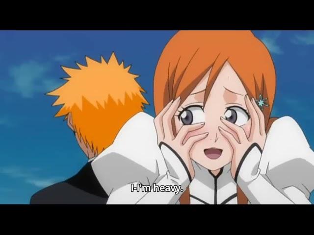 Orihime getting blushed up after being carried by ichigo | Bleach | funny moments