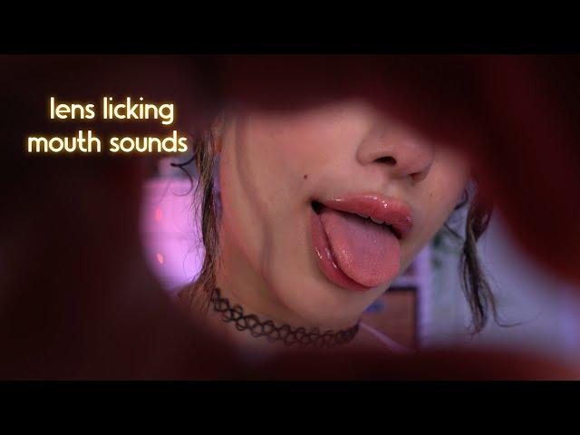 ASMR Lens licking BUT with gentle layered mouth sounds 