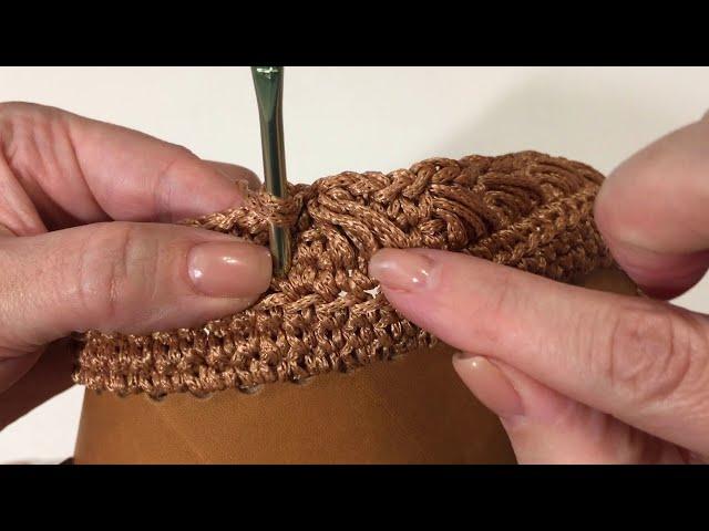 Knitted bag from cord crochet | Bag with leather bottom | Crochet Patterns