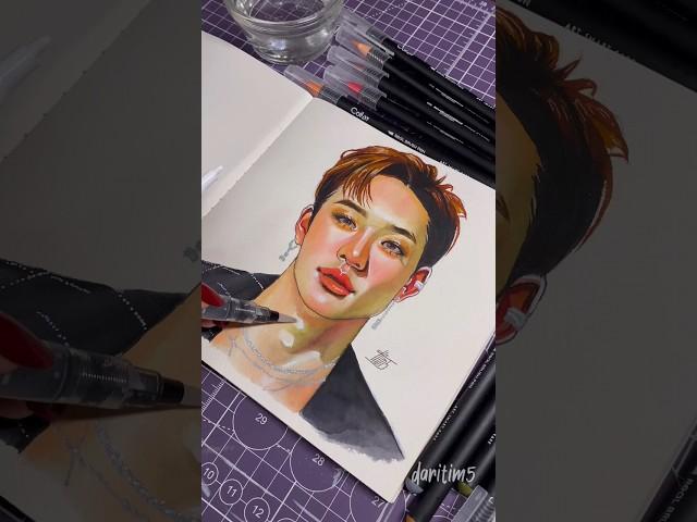 Bangchan  Скетчим акварельными и акриловыми маркерами Collart #sketch #art #skz