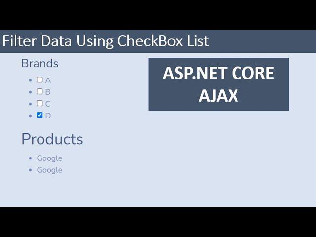 Filter Data using Checkbox List in ASP.NET CORE