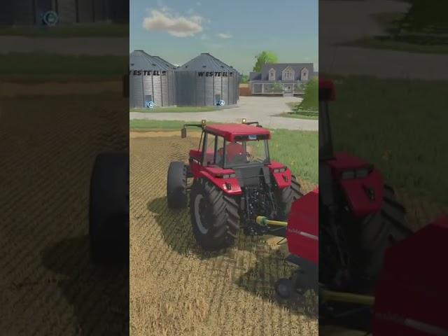 Bailing wheat with CASE IH #magnum #caseIH #tractor #bailing #wheat #stonevalley22 #fs22