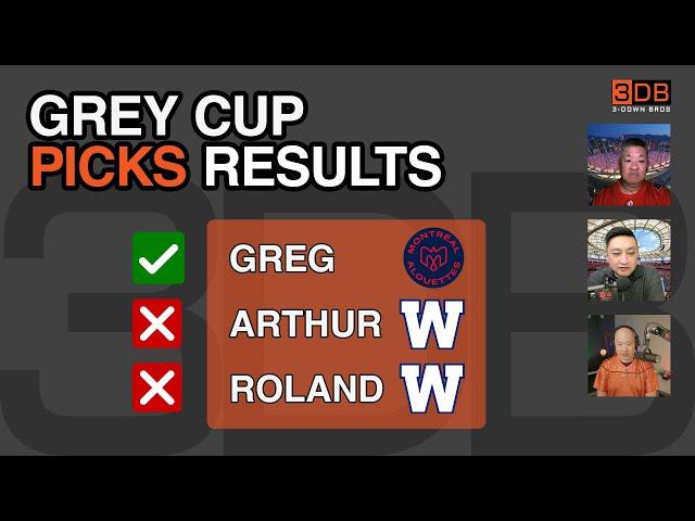 Results of the 3 Down Bros' Grey Cup predictions