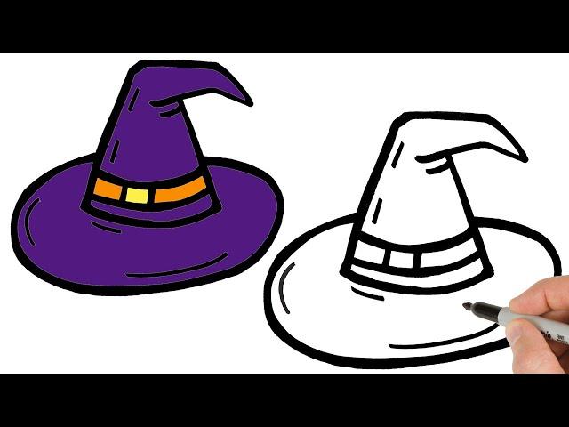 How to Draw Witch | Hat Step by Step  | Halloween drawings