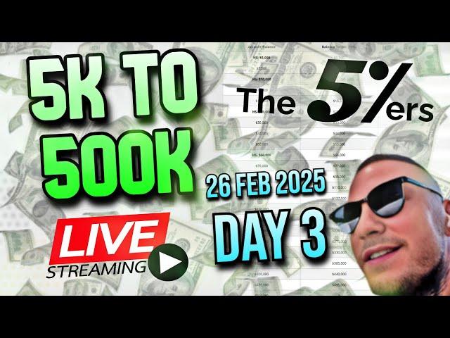 LIVE: Turning $5,000 into $500,000 (Daily Livestream) 26 Feb 2025