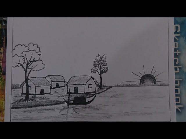 how to drawing | Gramer Drisso drawing | Easy Scenery Drawing tutorial | Drawing | Ashiq Art Academy