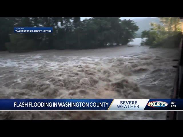 Flash flooding causes mudslide in Washington County, Kentucky Tuesday night