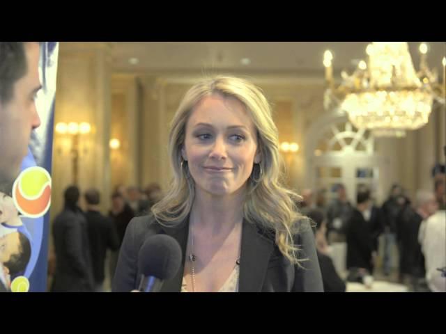 Actress and 10 and under tennis advocate Christine Taylor speaks with Harry Cicma