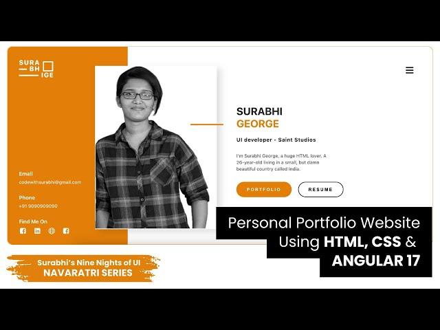 Personal Portfolio Website HTML|CSS - Surabhi’s Nine Nights of UI - NAVARATRI SERIES- DAY 4(Orange)