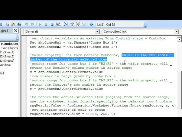 Form Control Combo Box Macro in Excel VBA