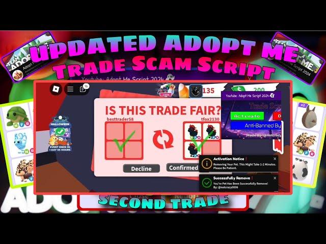 [UPDATED] Adopt Me Trade Scam Script! | Freeze Trade, Remove Pet On Second Trade, Auto Farm Script!