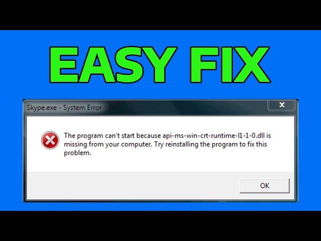 How To Fix API-Ms-Win-Crt-Runtime-l1-1-0.Dll Entry Point Not Found Dynamic Link Library