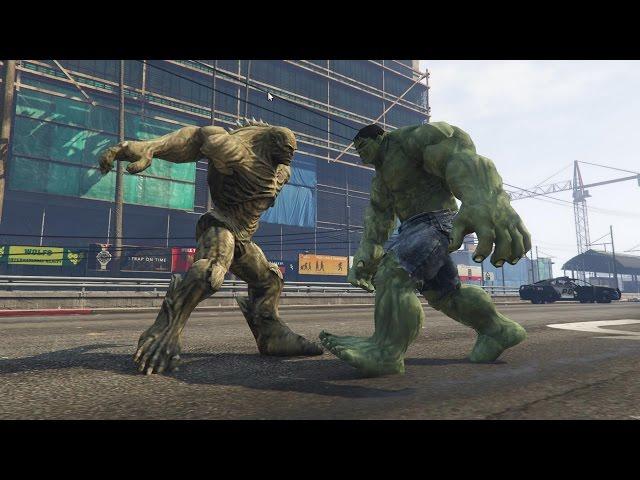 GTA V - HULK vs Abomination enemy - HULK script mod by JulioNIB