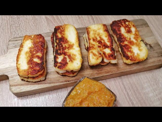 FRIED HALUMI CHEESE. Traditional Cypriot cheese