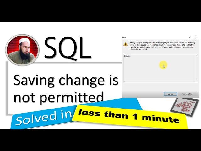 alter table add column SQL | saving changes is not permitted sql | Solved 100%