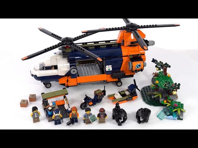 LEGO City Jungle Explorer Helicopter at Base Camp 60437 review! New gorillas, tons of cargo space