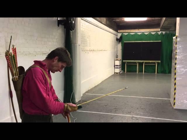 Simon Stanley shooting 150lb yew warbow at The Longbow Shop