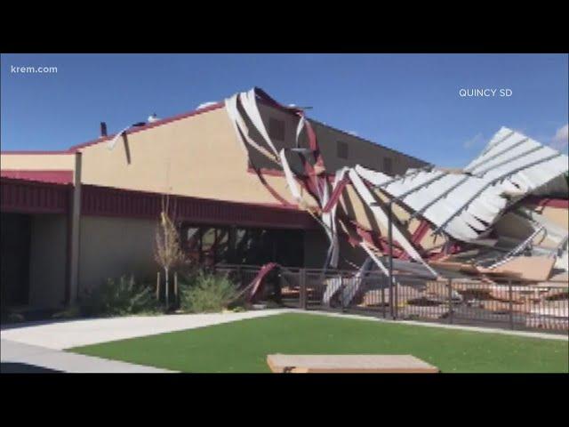 High winds tear roof off Quincy elementary school's gym