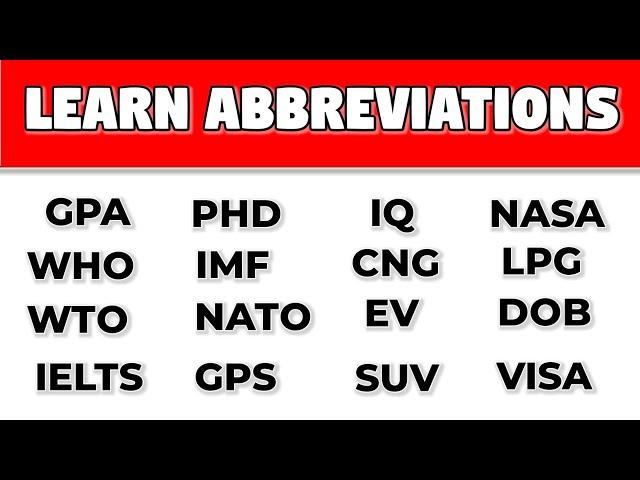 Top Abbreviations and Acronyms You Should Know | Learn Useful English Abbreviations