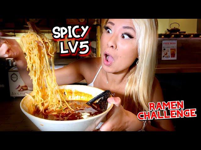 LV5 SPICY CHALLENGE at Enza Ramen in Las Vegas in Record TIME!?!?! #RainaisCrazy