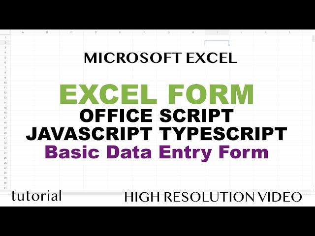 Excel Form - Office Script Basic Data Entry Form (JavaScript)