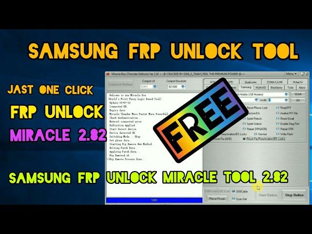 samsung frp unlock  tool miracle 2.82  / frp unlock jast one click miracle 2.82