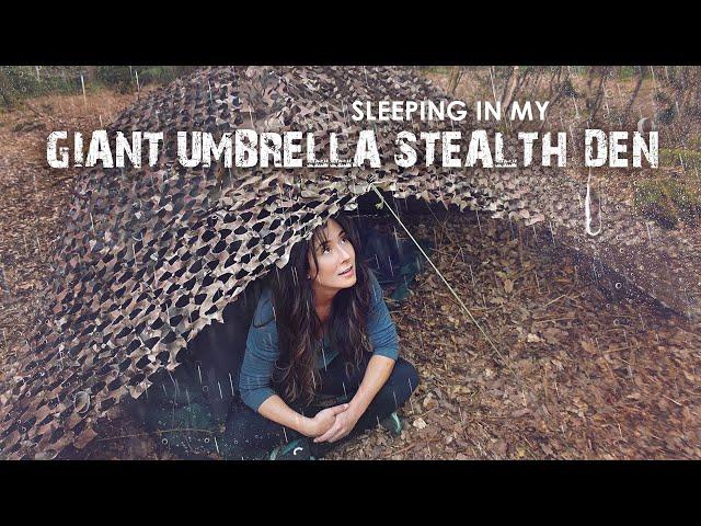 Sleeping in Giant Umbrella Stealth Den • Cook Lamb & Rice + Rainy Morning