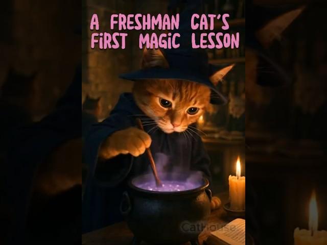A Freshman Cat's First Magic Lesson  #cat #magiclesson #magicschool