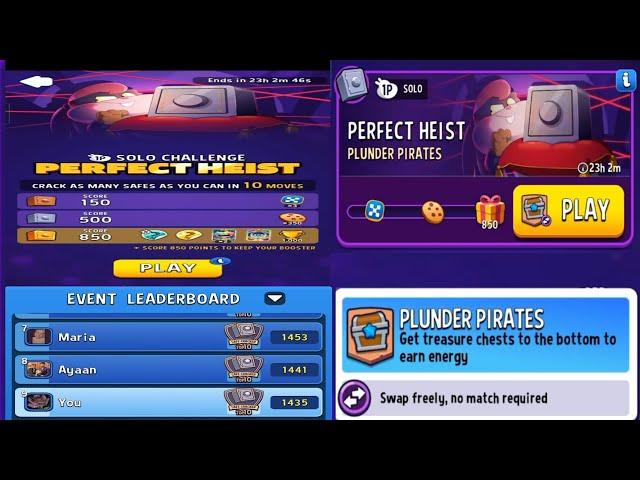 Solo Challenge Perfect Heist 10 Moves Plunder Pirates+Swap Freely Score 850