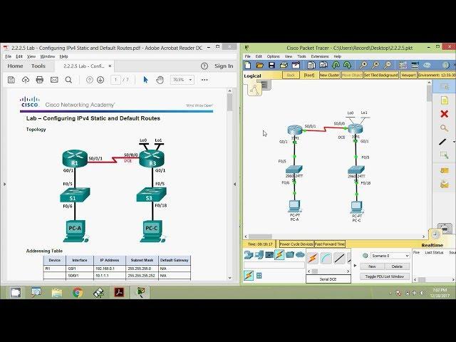 2.2.2.5 Lab - Configuring IPv4 Static and Default Routes