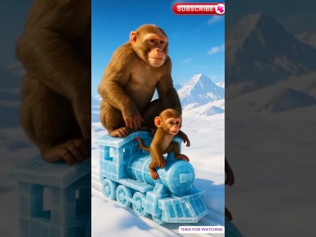 The monkey and his baby build his house and break because of the thunder storm