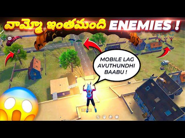 So Many Enemies! Mobile Full Lag in Solo Vs Squad in Free Fire in Telugu