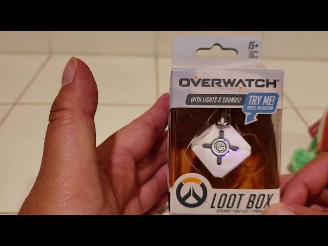 Overwatch loot box and Pachimari keychain