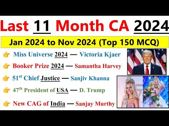 Last 11 Months Current Affairs 2024 | January to November 2024 Current Affairs |Current Affairs 2024