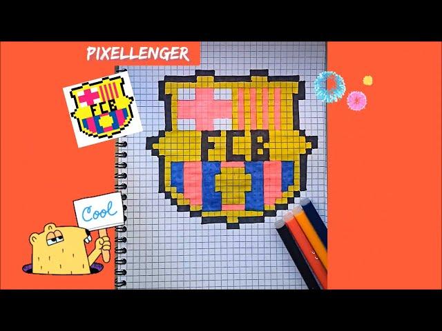 FCB логотип Как рисовать по клеткам футбольный клуб Барселона Простые рисунки How to Draw Pixel Art