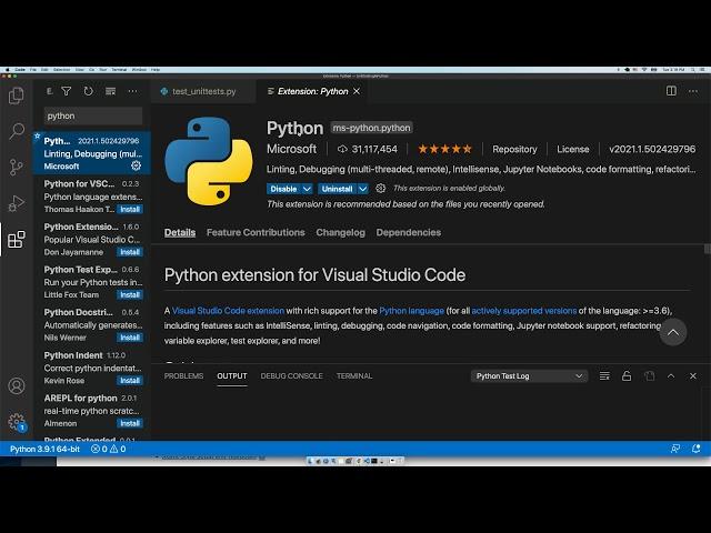 Setting up unit tests in Python with VSCode