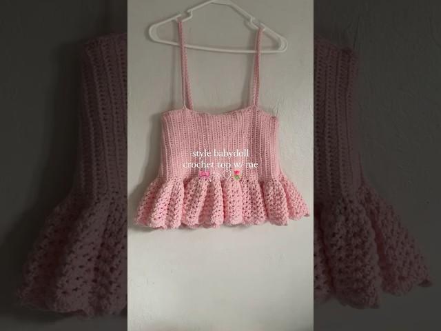 style babydoll crochet top w/ me #crochetting #crochetfyp #crochett #crochetprojects #crochet